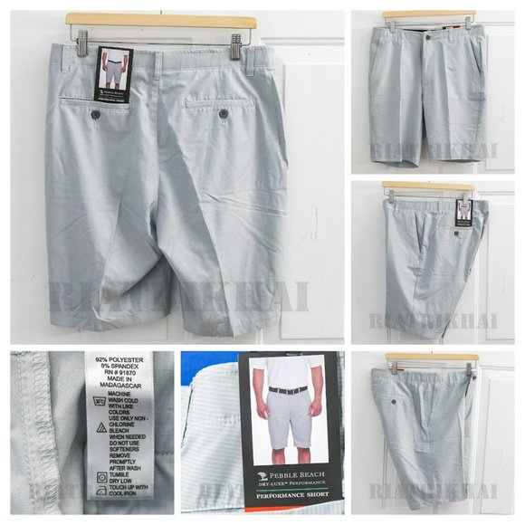 Light‎ gray NWT Men's Dry-Luxe Performance Short  Pebble Beach - Picture 1 of 7